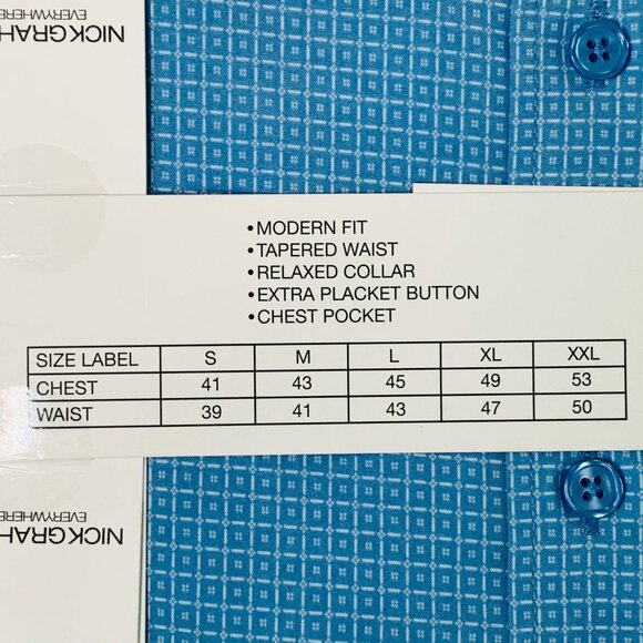 Nick Graham Men's Shirt S Printed Performance Stretch Short Sleeve Shirt Blue S - Picture 10 of 11